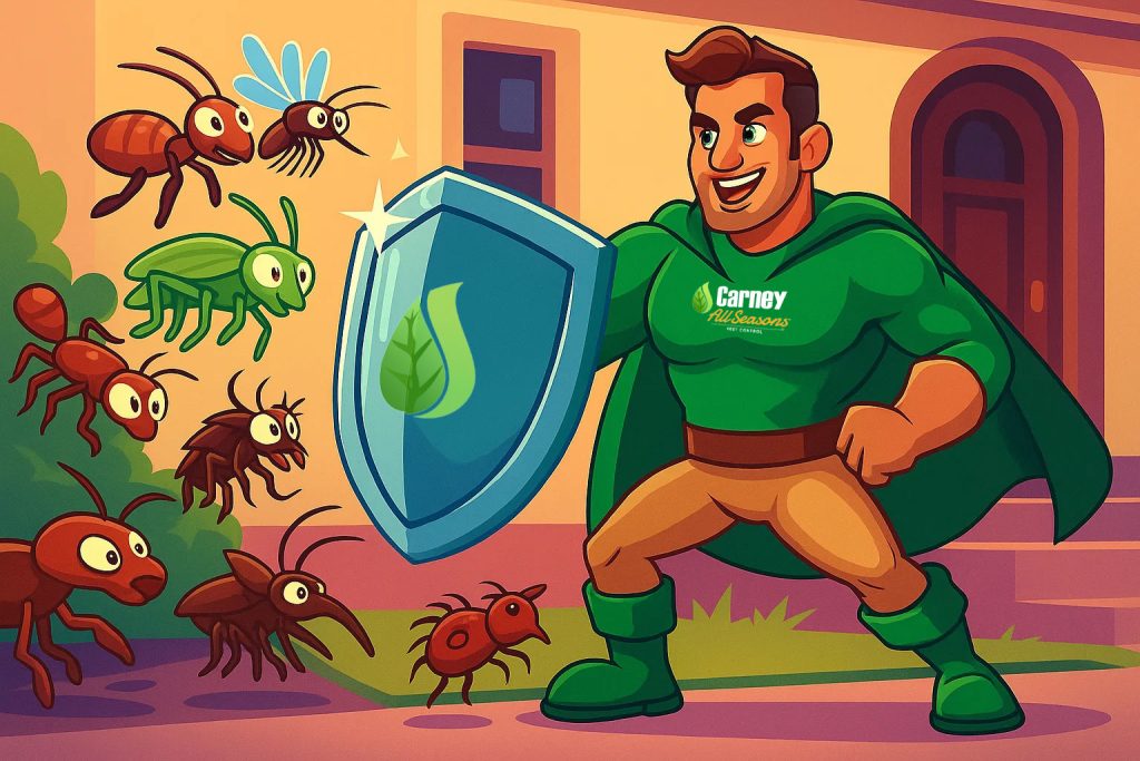 A Carney all seasons technician as a superhero protecting a home