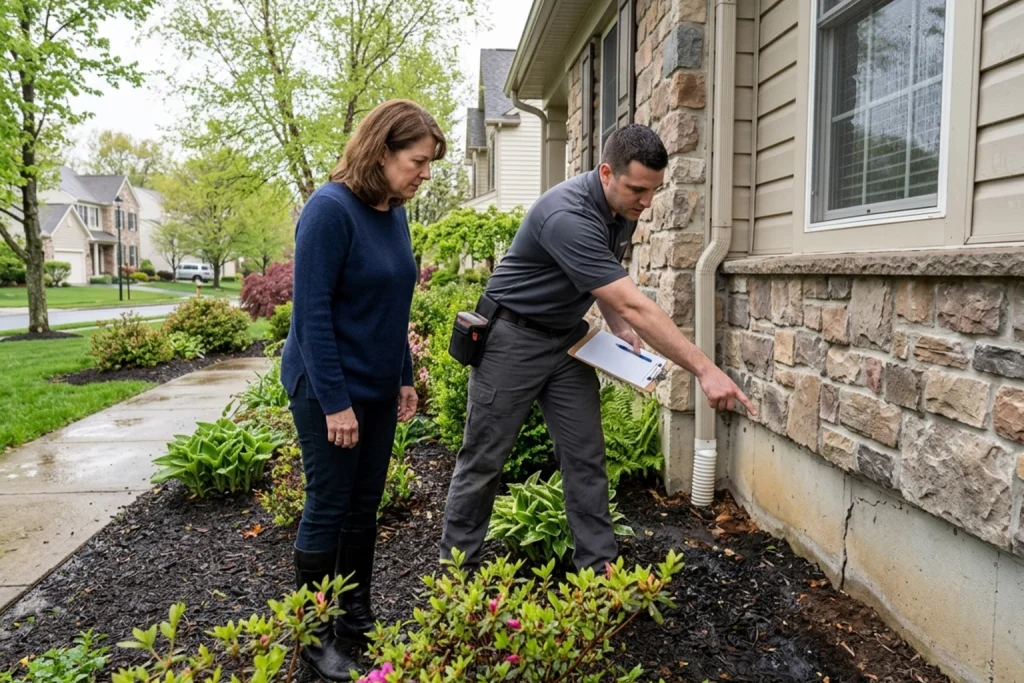Homeowner learning how spring moisture attracts pests