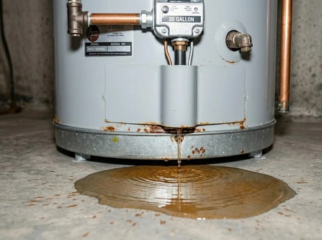 Leaking water heater in the basement.